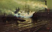 Lionel Walden The Docks at Cardiff oil painting artist